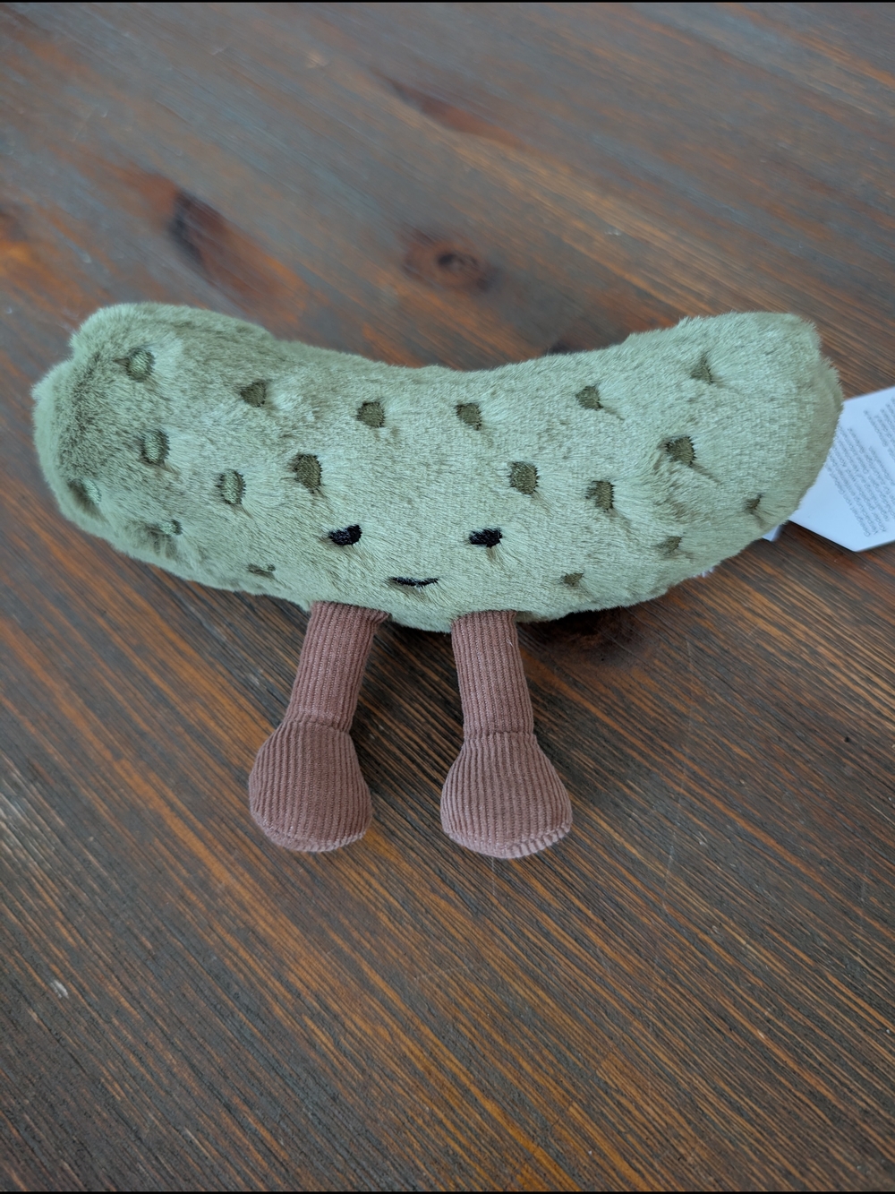 Jellycat Green Pickle Plush with Brown Corduroy Legs